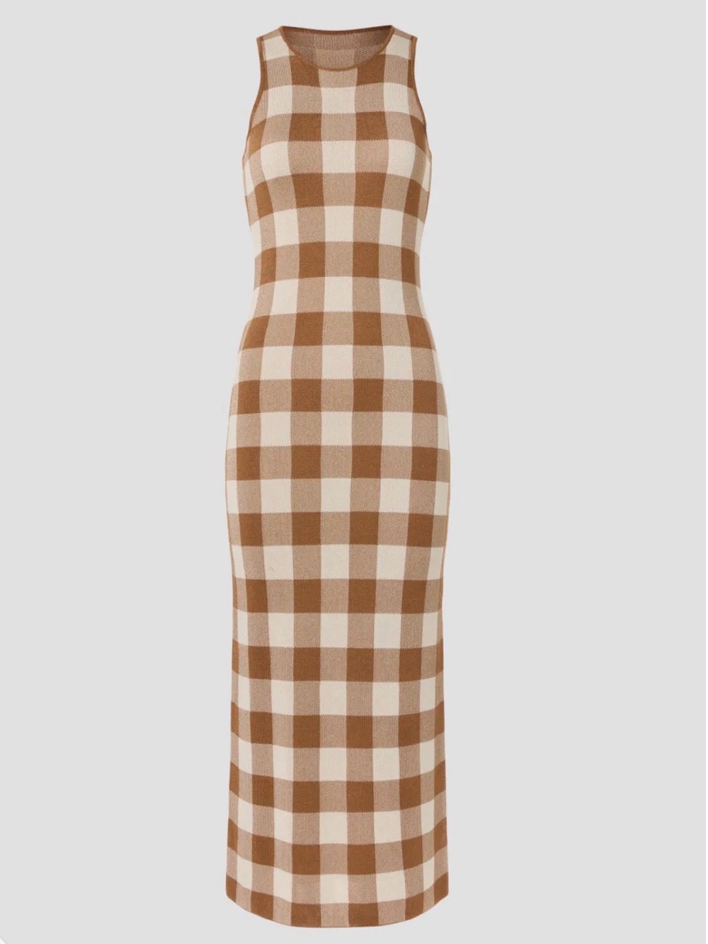 Toccin Emerson Sleeveless Brown & Cream Gingham Maxi Dress